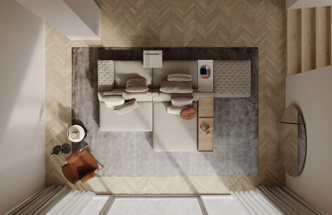 Practical Sectional Double-Sided Fabric Sofa For Multipurpose Large Space 4