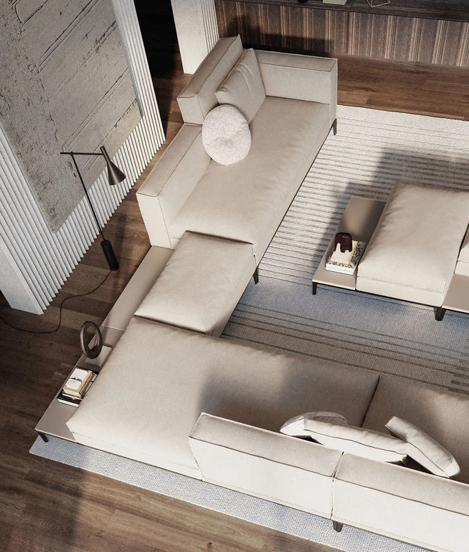 Modern Aesthetics Long L-Shaped Armchair Sofa For Hotel Lobby Villa Reception 5