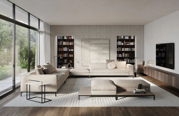 Modern Aesthetics Long L-Shaped Armchair Sofa For Hotel Lobby Villa Reception 3