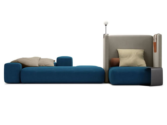Aesthetic Interior Sectional Fabric Sofa With Integrated Magazine Rack 3