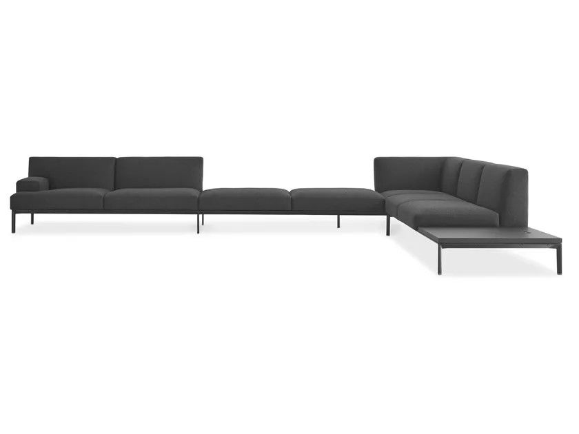 Atmosphere Hotel Large Space Corner Sectional Fabric Sofa Black Iron Feet