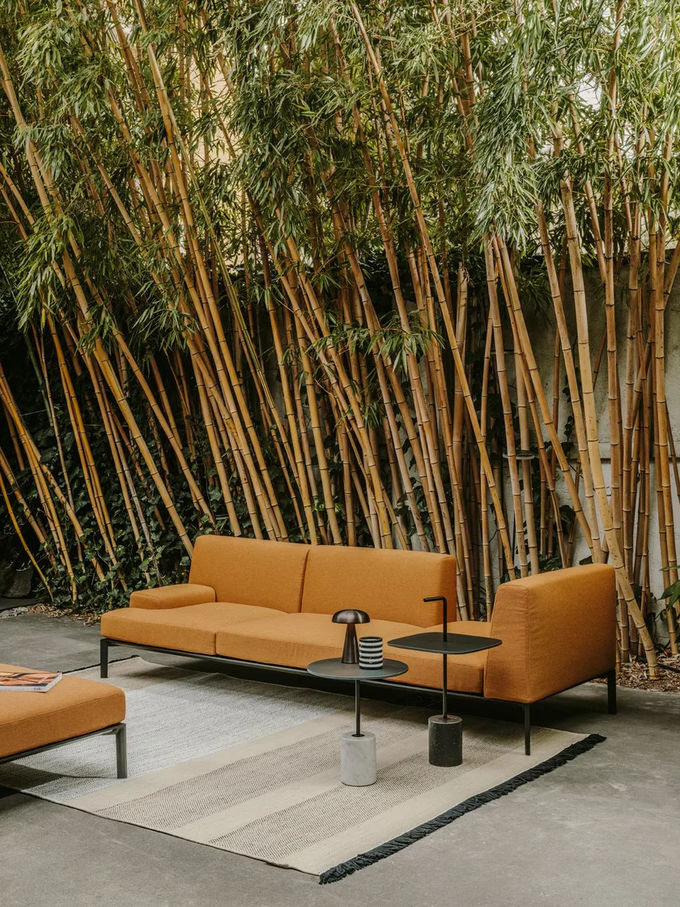 Atmosphere Hotel Large Space Corner Sectional Fabric Sofa Black Iron Feet 5