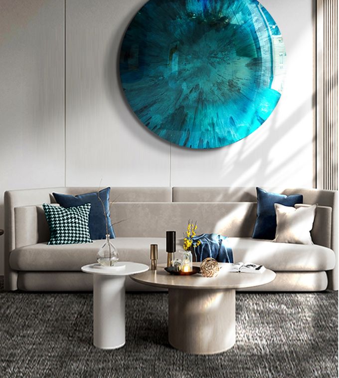 304 316 SS Stereoscopic 3D Convex Circular Statue Hanging Decorative Painting 3