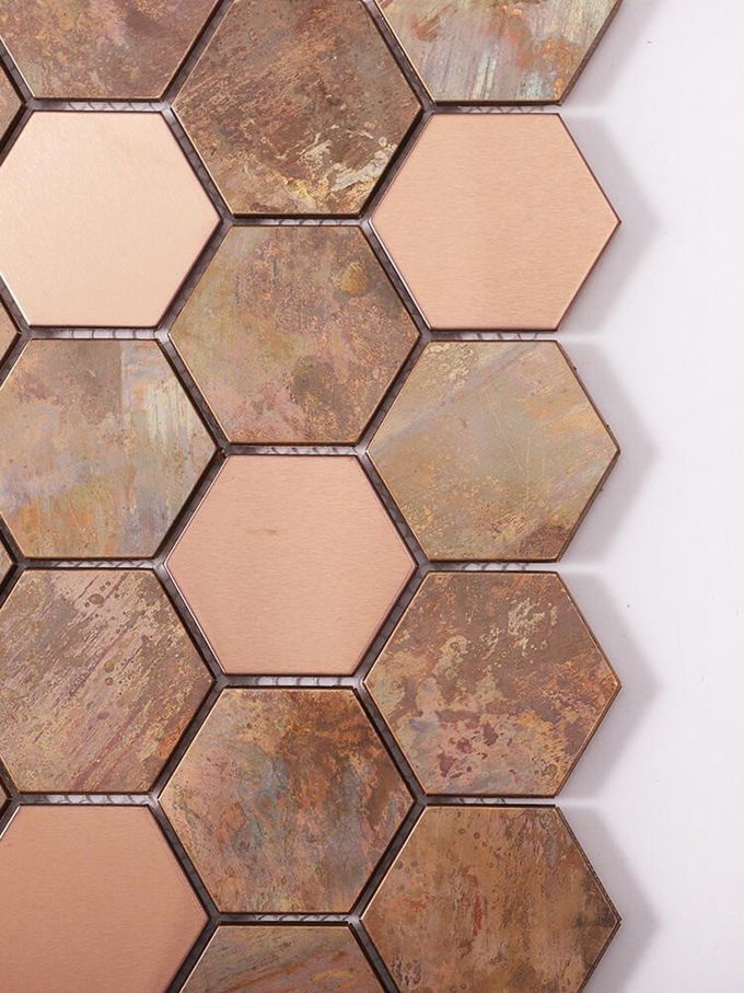 Unique Metal Hexagonal Mosaics Wall Screens Create Vintage Luxury Spaces For Hotel 3