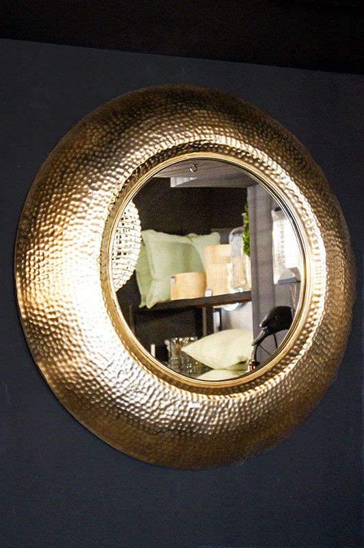 Custom Gold Hammered Scalloped Round Mirror For Hotel Villa Rooms 3