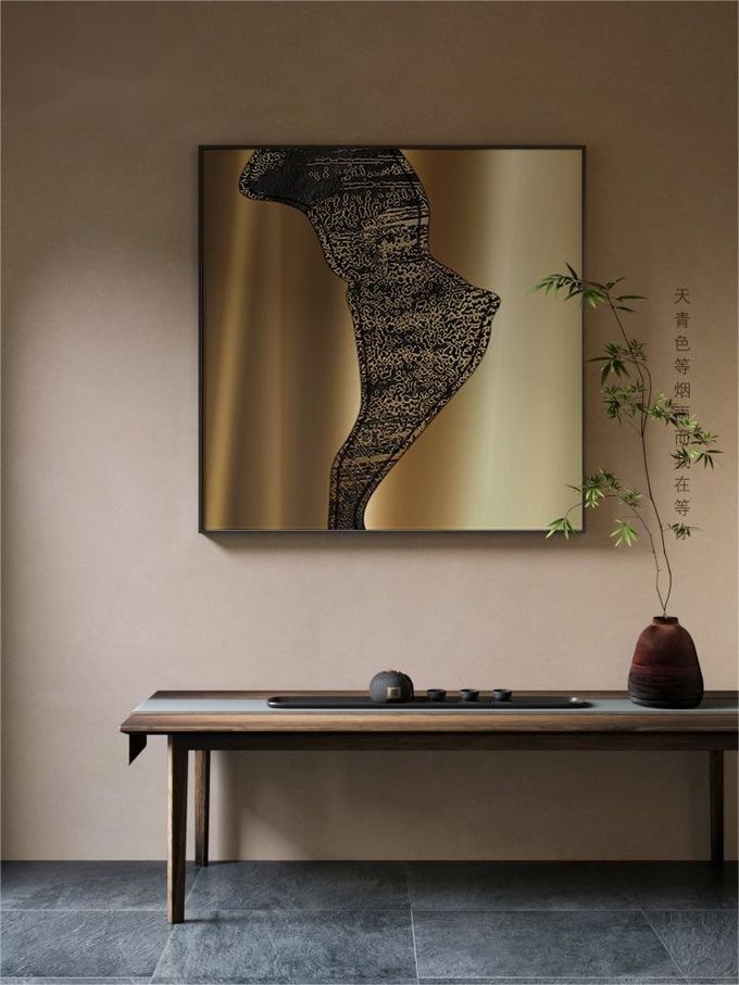 Custom Golden Premium Square Wall Art Hotel Entryway Metal Decor Painting Mural 3