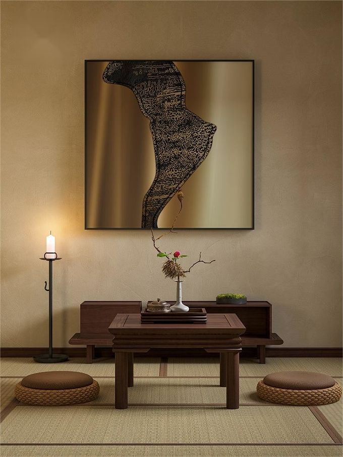 Custom Golden Premium Square Wall Art Hotel Entryway Metal Decor Painting Mural 5