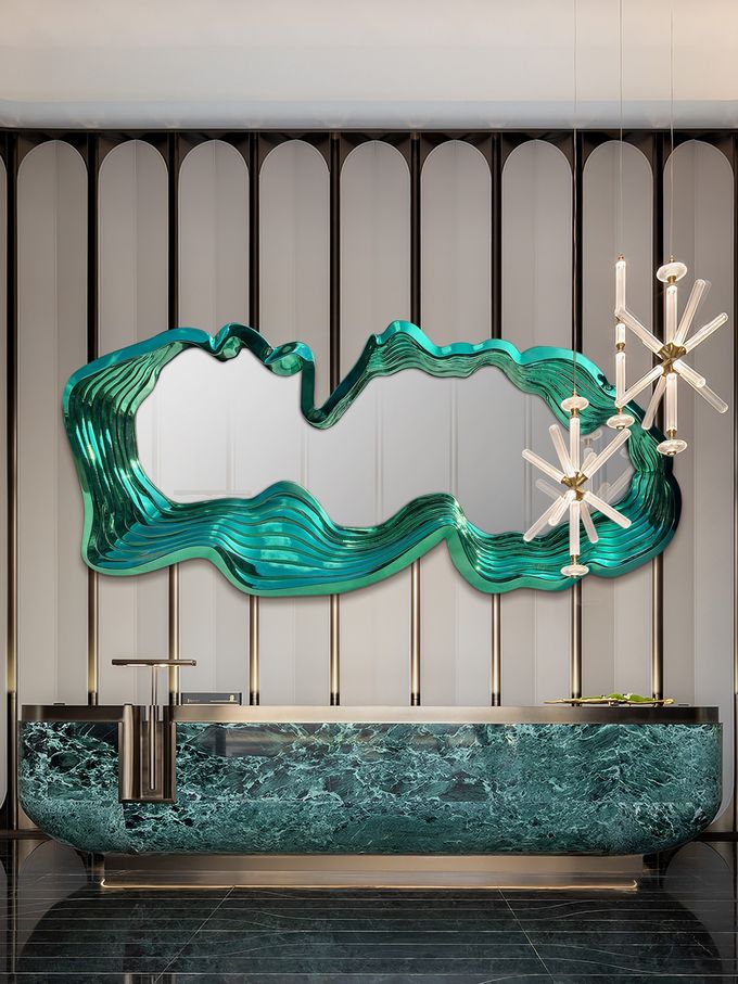 Electroplated Jade Mirror High-End Sales Department Negotiation Area Background 4