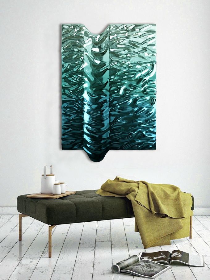 Premium 304 316 SS Plating Water Ripple Wall Art Decor For Modern Star Hotel Lobby 5