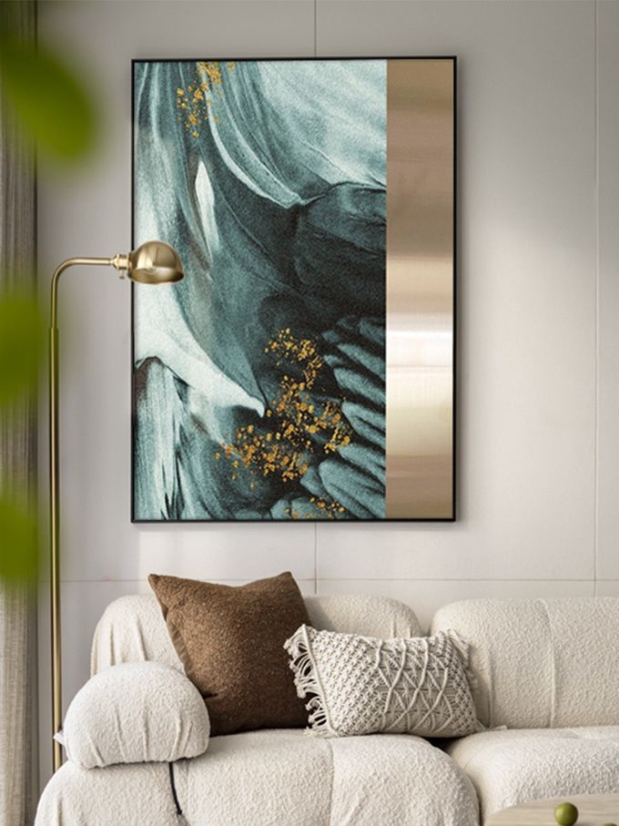 Dark Green Metallic Sandstone Painting Hotel Lobby Commercial Interior Mural 4