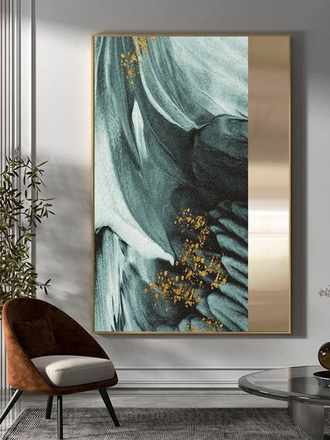 Dark Green Metallic Sandstone Painting Hotel Lobby Commercial Interior Mural 6