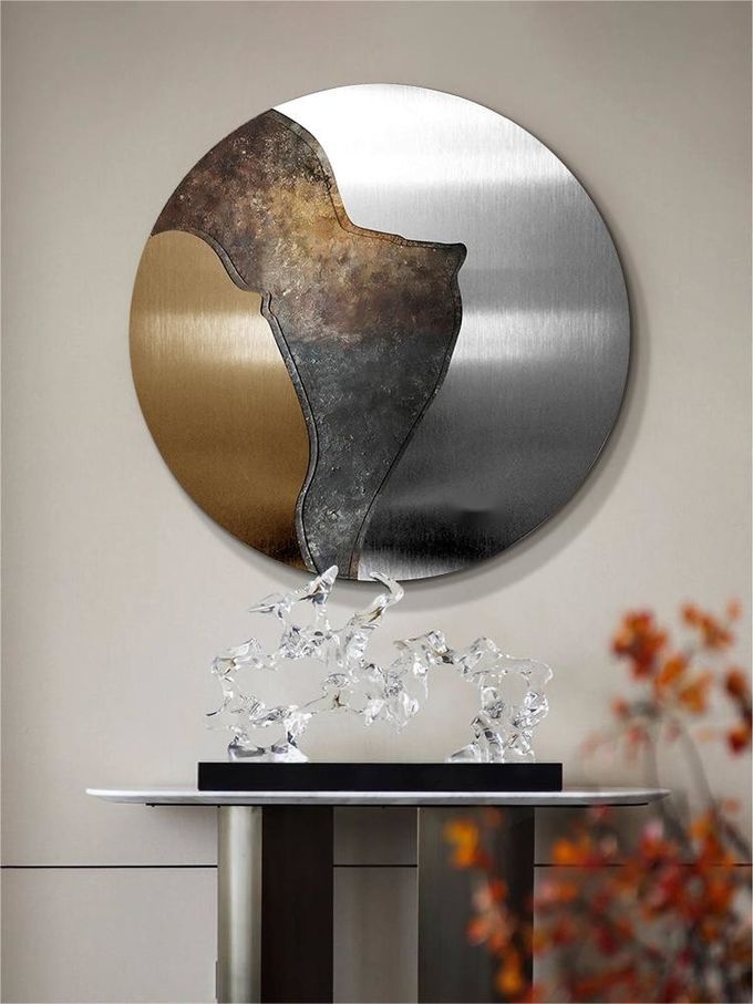 Custom Tailored Metal Round Decorative Painting Hotel Villa Entryway Renovation 3