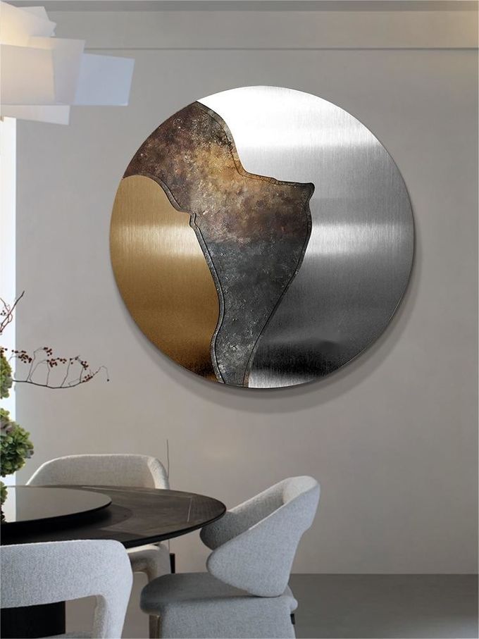 Custom Tailored Metal Round Decorative Painting Hotel Villa Entryway Renovation 4