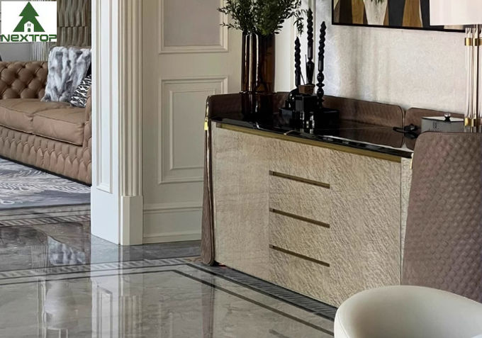 Luxury Wooden Structure Storage Sideboard Cabinet With Marble Basin Top 1