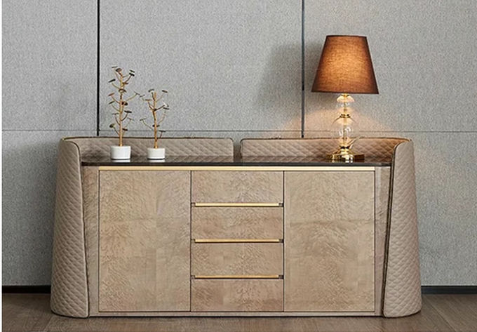 Luxury Wooden Structure Storage Sideboard Cabinet With Marble Basin Top 2