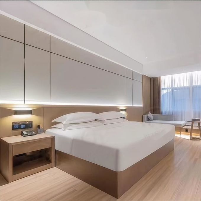 5 Star Minimalist Design Hotel Project Bedroom Solid Wood Furniture Set 1