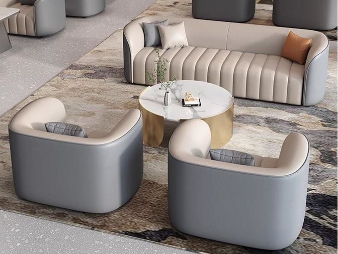 Modern Hotel Lobby Furniture Sectional Sofa and table set For Reception And Negotiation Area 4
