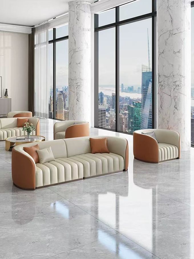 Modern Hotel Lobby Furniture Sectional Sofa and table set For Reception And Negotiation Area 3