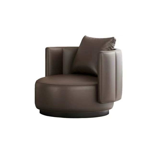 Contemporary Hotel Minimalist Style Genuine Leather Single Sofa for Reception Area 3