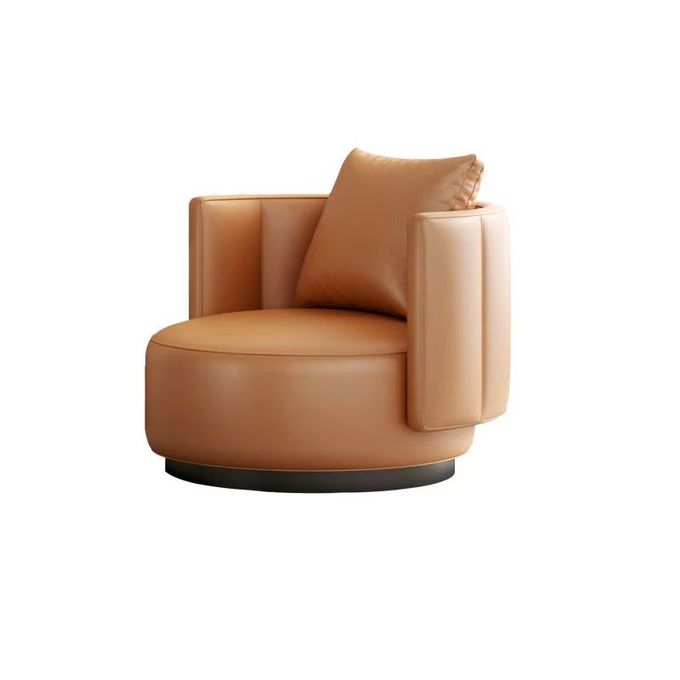 Contemporary Hotel Minimalist Style Genuine Leather Single Sofa for Reception Area 2