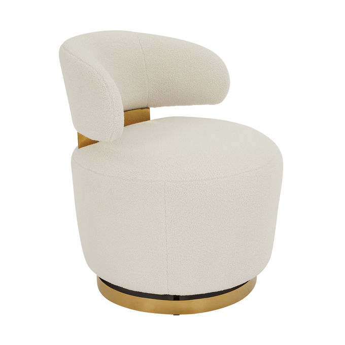 Modern 5 Star Hotel Room Boucle White Fabric Material Swivel Armchair 1