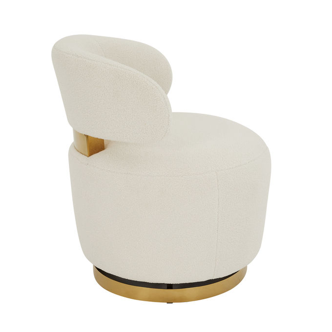 Modern 5 Star Hotel Room Boucle White Fabric Material Swivel Armchair 2