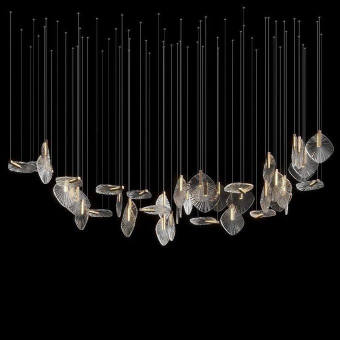 Off-Standard Custom Whole House Chandelier Glass Disc Metal Art Piece Lights 5