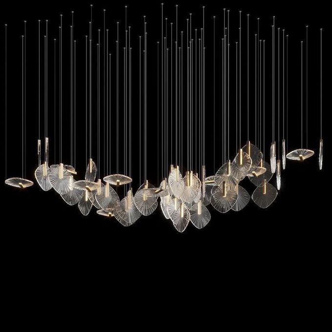 Off-Standard Custom Whole House Chandelier Glass Disc Metal Art Piece Lights 3