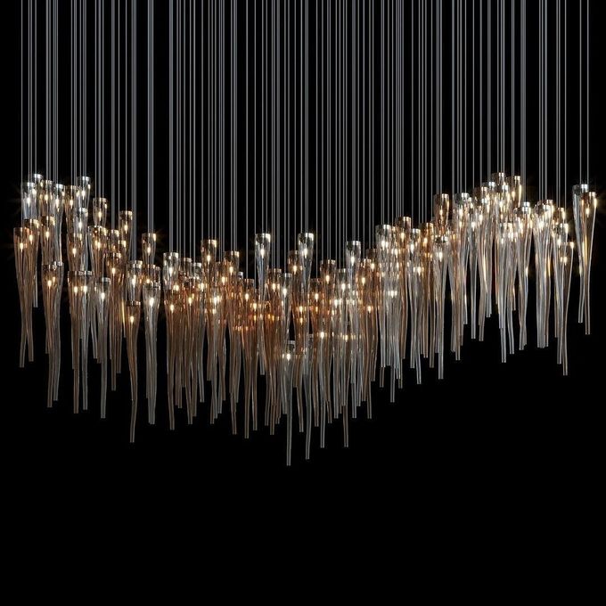 Luxurious Champagne Tassel Large Lighting For Hotel Restaurant Resort Retail Shop 5