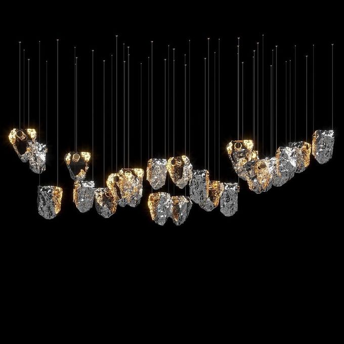 Crystal Volcanic Rocks Large Chandelier Commercial Space Hall Residential Villa 5