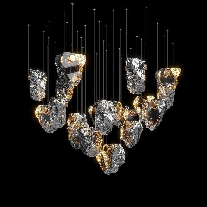 Crystal Volcanic Rocks Large Chandelier Commercial Space Hall Residential Villa 6