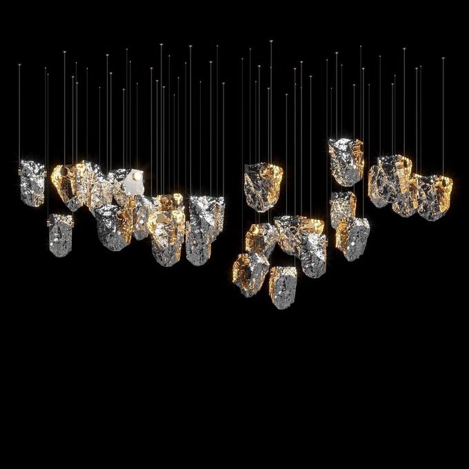 Crystal Volcanic Rocks Large Chandelier Commercial Space Hall Residential Villa 7