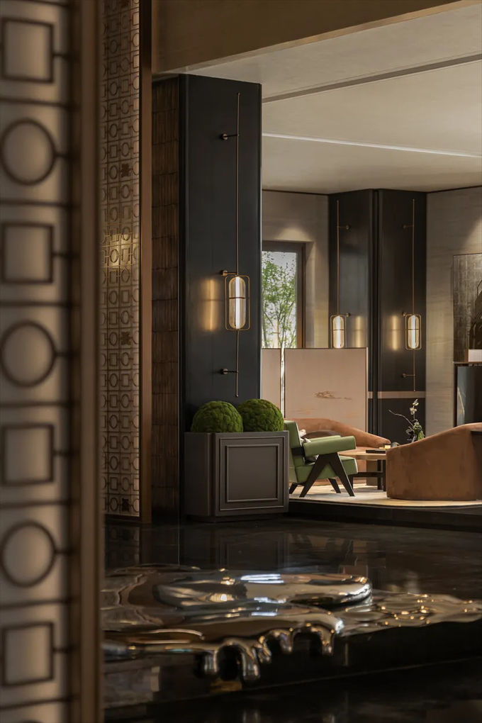 Melting Clock Art Creation Metal Sculpture With Ceiling Hanging Design For Hotel 3