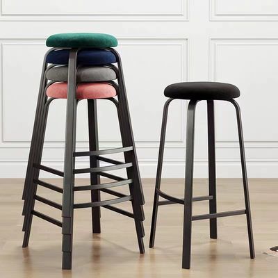 Good price Modern Coffee High Stool Chair Bar Stool Soft Seat Solid Wood Bar Stools online