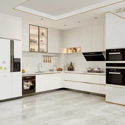 Good price Quartz Stone Hotel Kitchen Cabinets Durable Metal Frame Scratch Resistant online