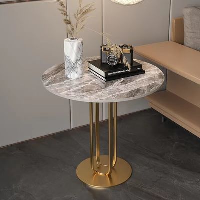 Buy Stainless Steel Bracket Hotel Bedroom Furniture Simple Rock Plate Table Facet Shaped online manufacture