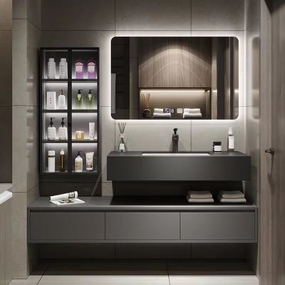 Good price Modern Hotel Room Cabinets Rock Plate Wash Basin Integrated Bathroom Units online