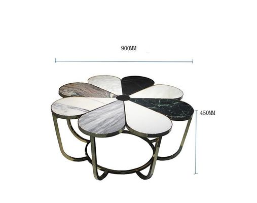 Buy Nordic Flower Shape Hotel Lobby Furniture Metal Leisure Marble Tea Table online manufacture