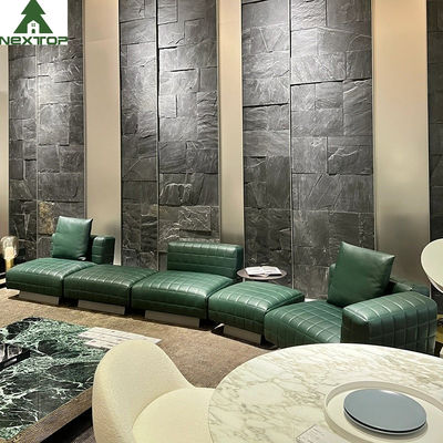 Buy 1800*1000mm Hotel Lobby Furniture Home Office Luxury Green Leather Modular Sofa Set online manufacture