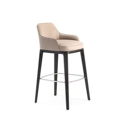 Good price Nordic Style Fashion Creative Leather High Dining Chair Solid Wood Bar Stools online