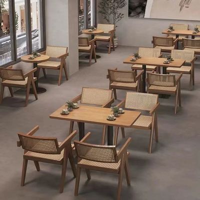 Good price Restaurant Coffee Shop Bistro Commercial Furniture Ash Solid Wooden Dining Set online