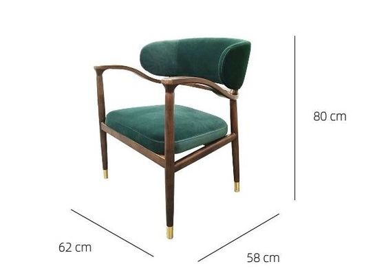 Buy Skin Friendly Light Luxury Hotel Furniture Solid Wood Armrest Silky Velvet Dining Chair online manufacture