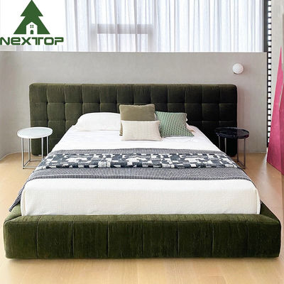 Buy Modern Hotel Resort Bedroom Furniture Sets King Size Luxury Green Velvet Beds online manufacture