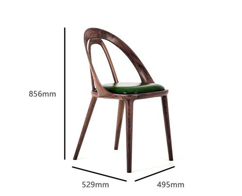 Good price Nordic Style Walnut Dining Chair Light Luxury Genuine Leather Solid Black online