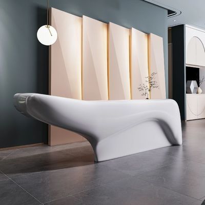 Good price White Lacquered Fiberglass Reception Desk For Hotel Lobby Beauty Salon online