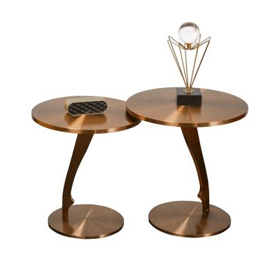 Good price Class Brushed Brass Stainless Steel Side Table Small Round Table Coffee Table online