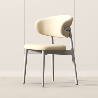 Buy Light Luxury Hotel Restaurant Furniture Stainless Steel Armrest Leather Dining Chair online manufacture