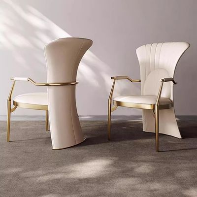 Light Luxury Premium Leather Chair Stainless Steel Modern Minimalist Dining Chair
